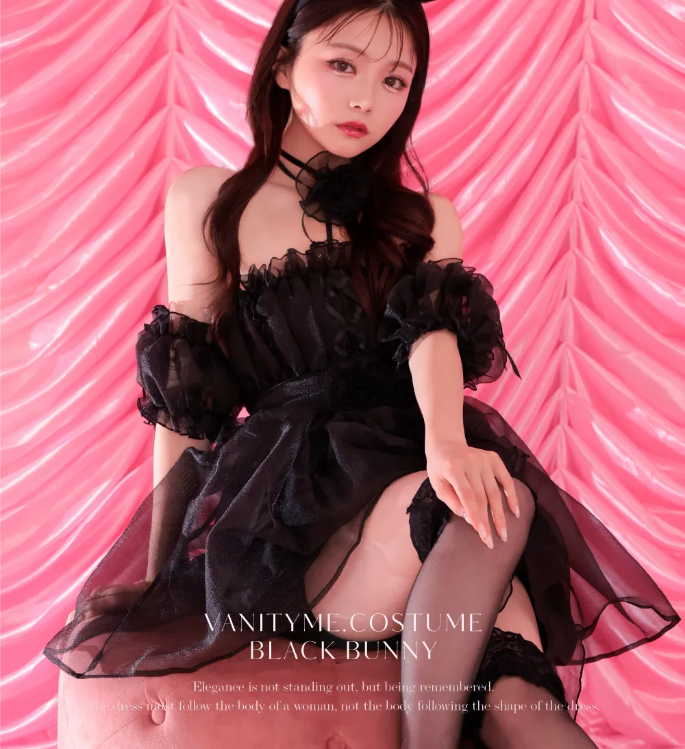 Flower Tulle BUNNY Romantic Chiffon フラワーチュールバニー ブラック