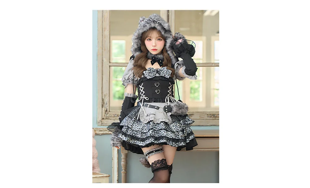 WINK HEART LEOPARD MAID グレー