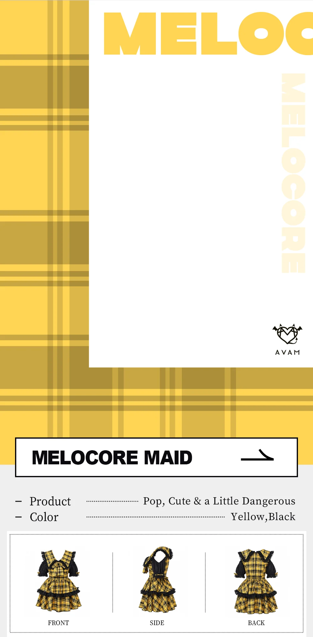 MELOCORE MAID 黄黒チェック - Pop, Cute & a Little Dangerous
