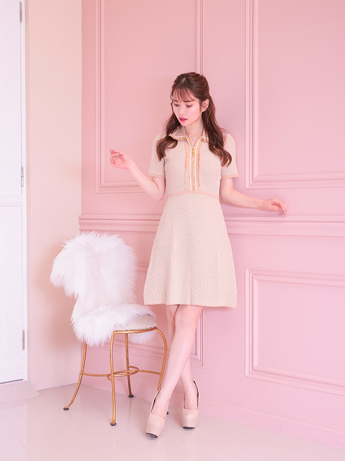 WEB限定SALE】 vanityME.onep ツイードニットワンピ ジップ ワンピース