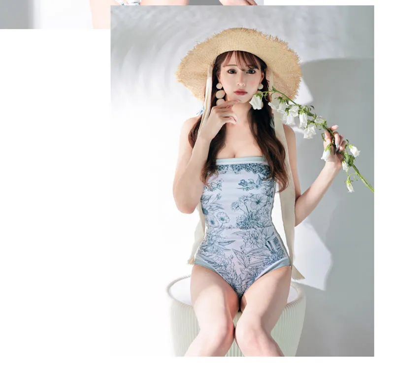 水着 ボタニカルリバーシブル ワンピース 花柄 ブルー vsw-s2357-1a