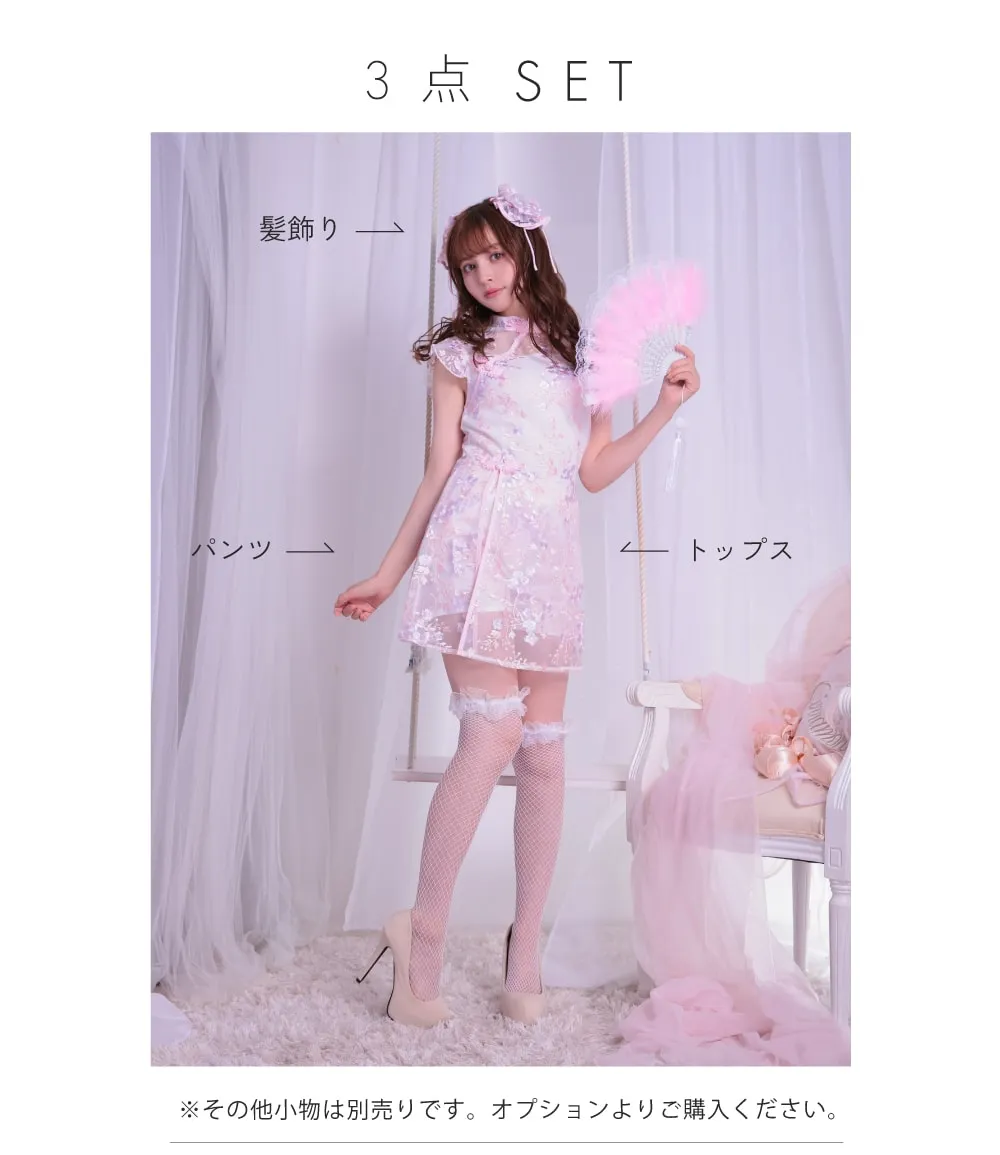 パンツ in チャイナワンピース ピンク 