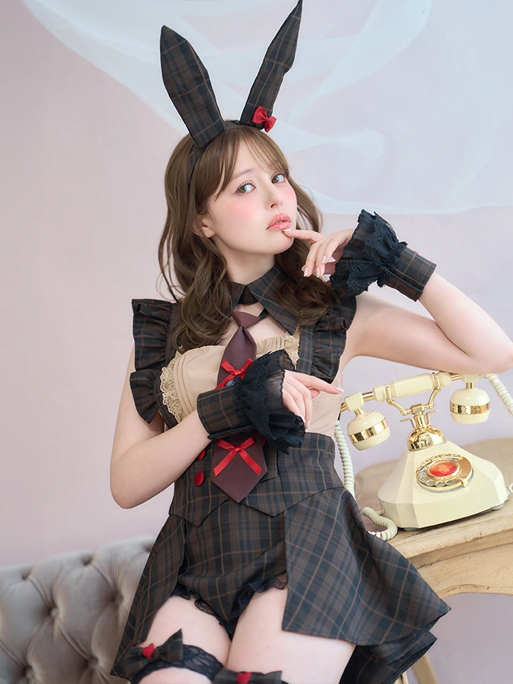 vanityME.（バニティーミー） コスプレ通販専門店  【6点セット】BITTER chocolate ビターチョコレート チェックバニー ブラウン vcsbn-260153-1 イメージ画像03