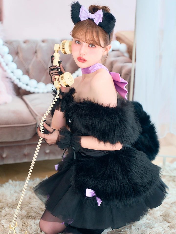 vanityME.（バニティーミー） コスプレ通販専門店  【7点セット】Lady Marie Lady Marie レディマリー ファーリボンキャット ブラック vcsct-260155-1-na