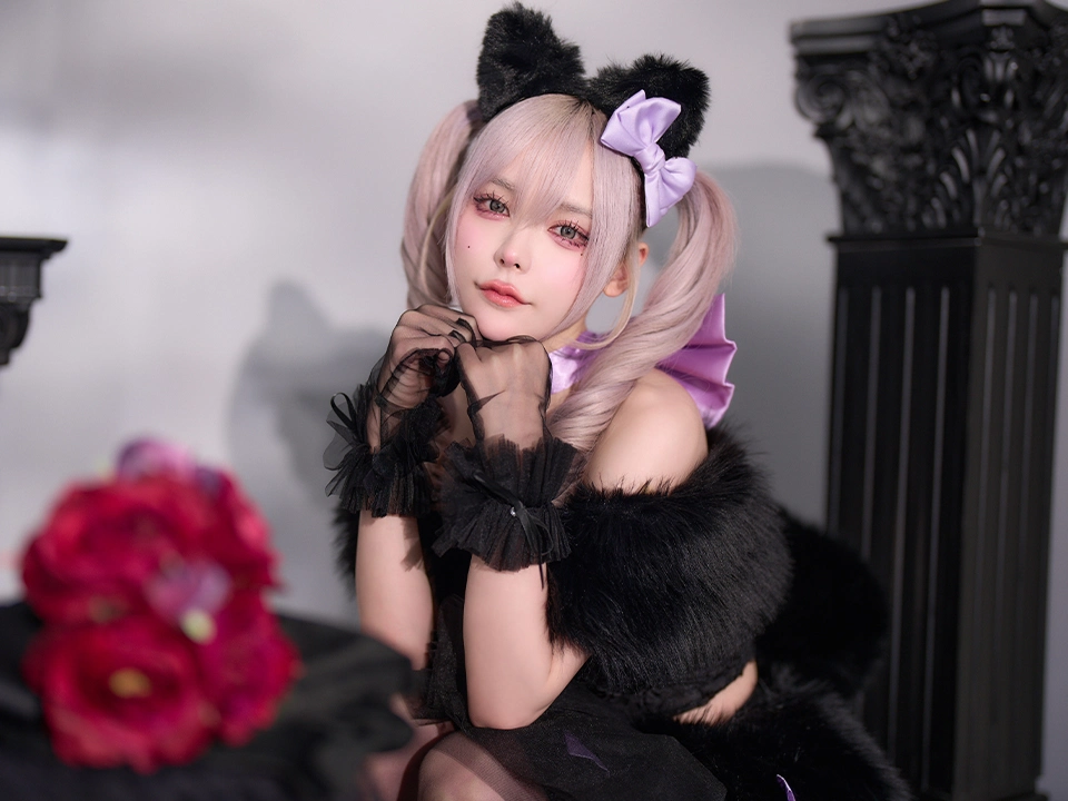 Lady Marie Lady Marie レディマリー ファーリボンキャット ブラック vcsct-260155-1-no 着用イメージ01
