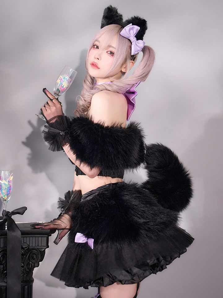 Lady Marie Lady Marie レディマリー ファーリボンキャット ブラック vcsct-260155-1-no 着用イメージ03