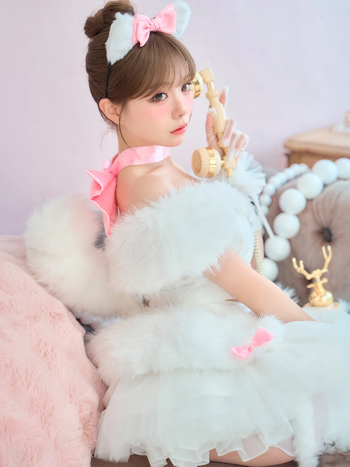 vanityME.（バニティーミー） コスプレ通販専門店  【7点セット】Lady Marie Lady Marie レディマリー ファーリボンキャット ホワイト vcsct-260155-2