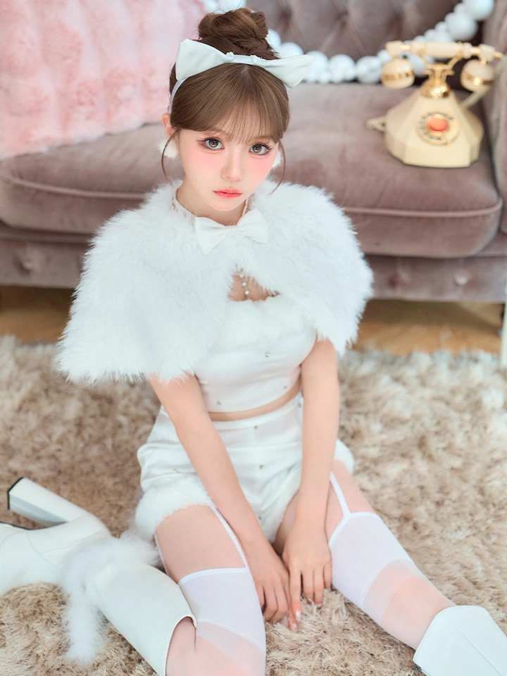 vanityME.（バニティーミー） コスプレ通販専門店  【5点セット】SOLTY CAT ソルティキャット ファーケープキャット ホワイト vcsct-260162-1 イメージ画像03