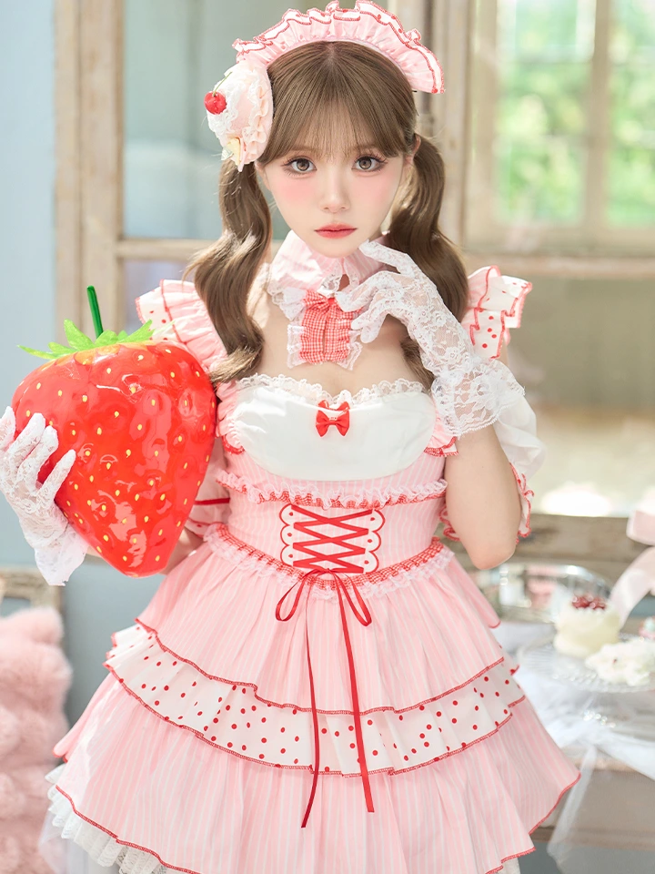 vanityME.（バニティーミー） コスプレ通販専門店  【4点セット】SUMMER WHIP STRIPE ちゃん サマーホイップ ストライプ ブルー ピンク vcsmd-260151-my-ac イメージ画像01