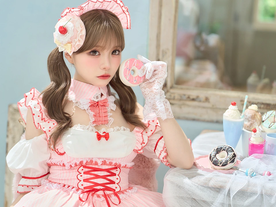 vanityME.（バニティーミー） コスプレ通販専門店  【4点セット】SUMMER WHIP STRIPE ちゃん サマーホイップ ストライプ ブルー ピンク vcsmd-260151-my-ac イメージ画像03