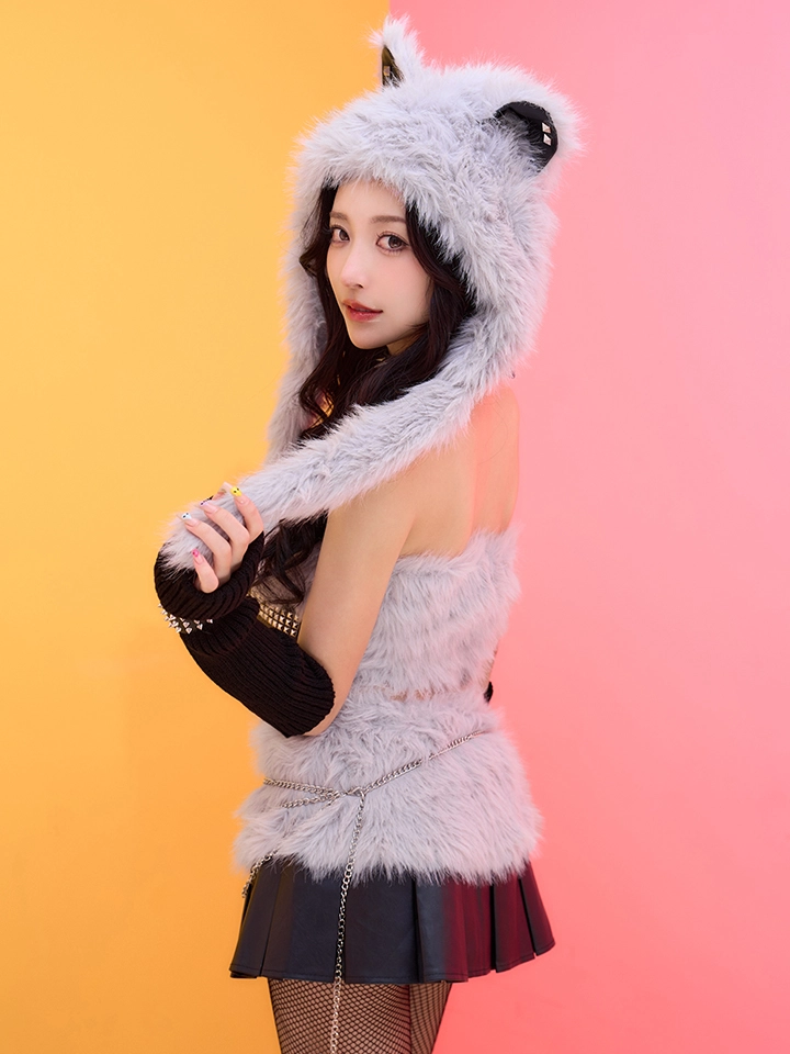 INSPIRE ME Y2Kファーフードキャット vcsot-260137 着用イメージ03