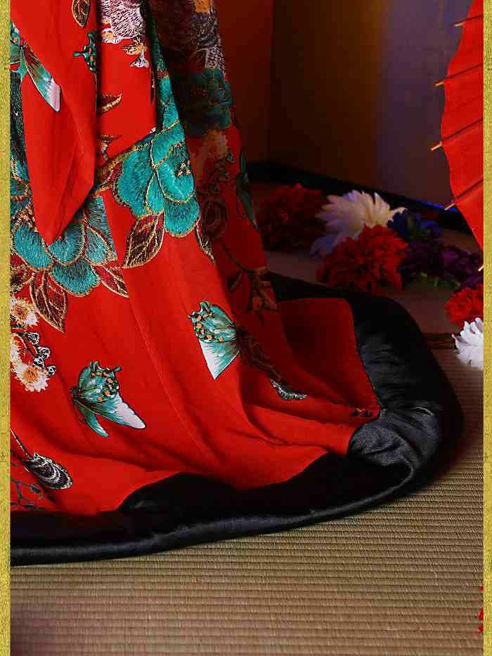 花魁 コスチューム 紅色花魁 赤 和柄 本格和装 着物 花魁ドレス vcsot