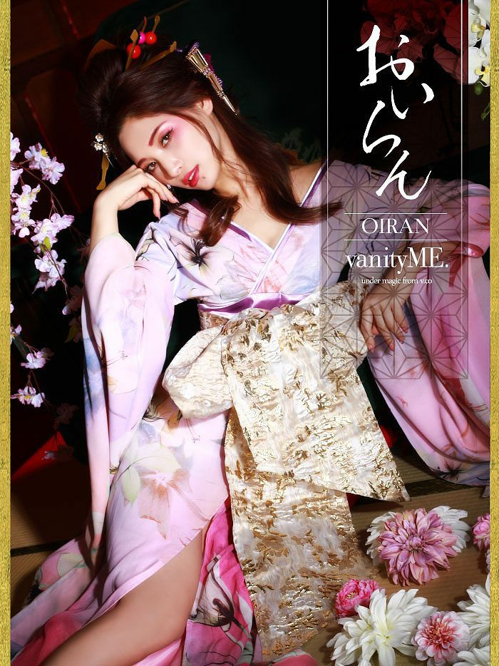 花魁コスチューム 桜花魁 天女のような淡い薄ピンク 和柄 本格和装