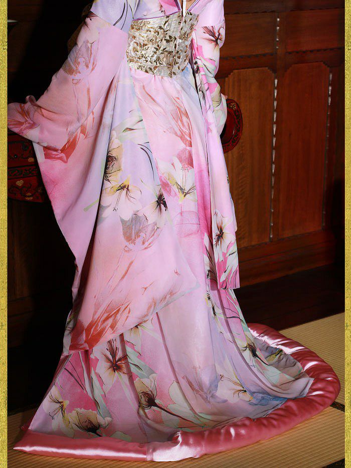 花魁コスチューム 桜花魁 天女のような淡い薄ピンク 和柄 本格和装