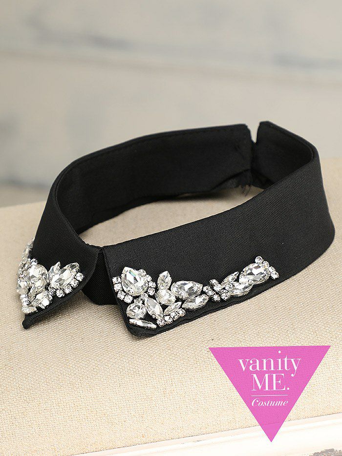 付け襟 宝石ビジュー黒