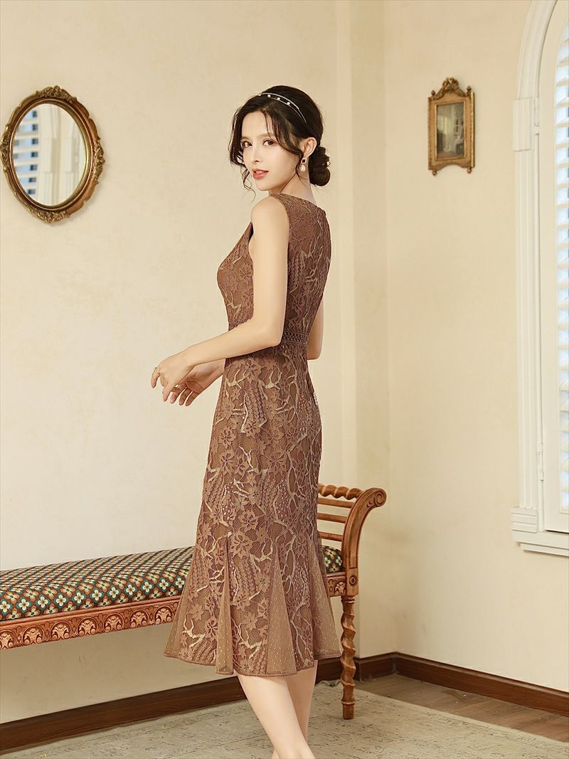 ERUKEI エルケイ GINZA COUTURE 銀座チュール ブラウン フラワーレース
