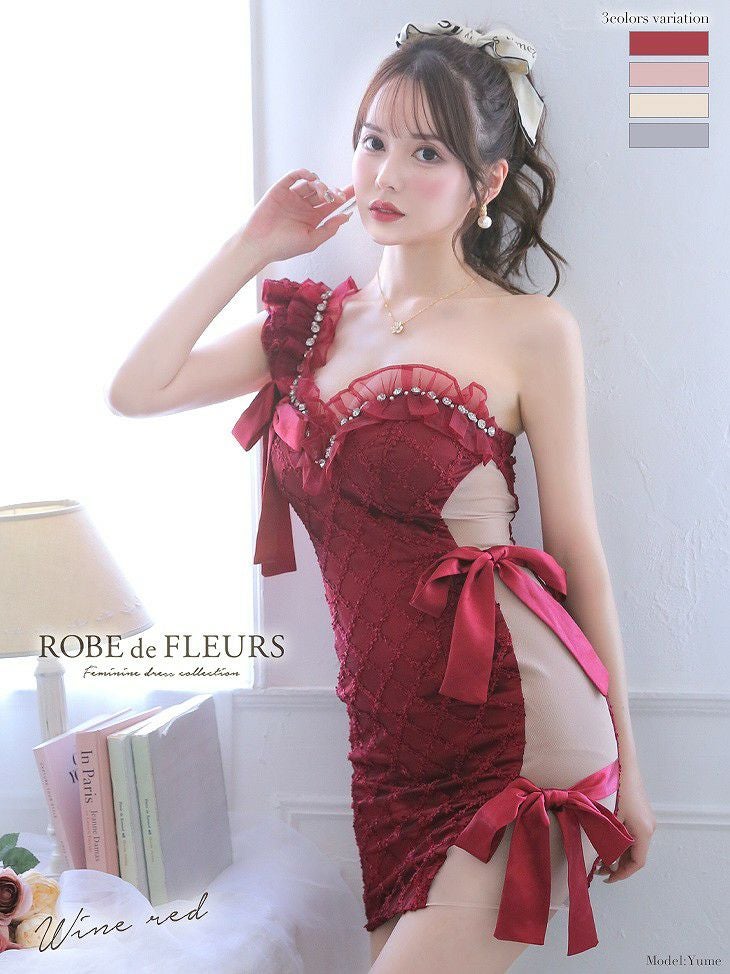 ROBE de FLEURS ローブドフルール ワインレッド ジュエリー×リボン