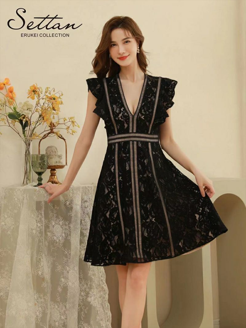ROBE de FLEURS ローブドフルール ブラック センタージップフレア
