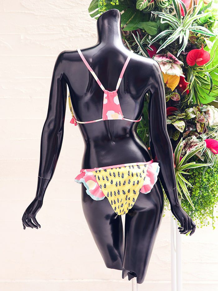 水着 Mahina マヒナ フラワーラッフルフリル ペイズリー柄 三角ビキニ