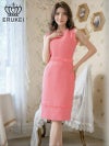 ERUKEI エルケイ [ERUKEI]ピンク・ツイード・タイト・膝丈・ミニドレス・ワンピース