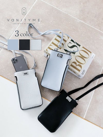 スマホショルダーバッグ ブルーグレー ・シルバー・ブラック vim-am 