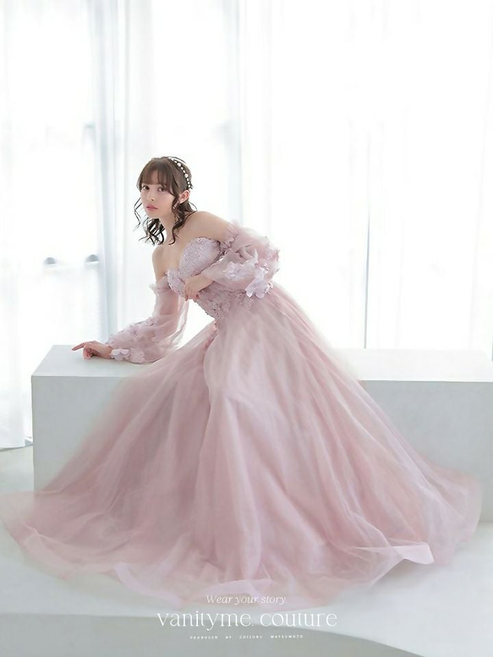 vanityME.couture.バースデードレス 2WAY ふわふわ パフ袖オフショルインポート シンデレラ ロングドレス