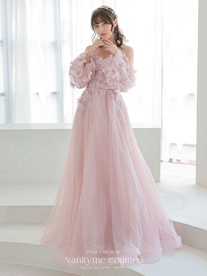 vanityME.couture.バースデードレス 2WAY ふわふわ パフ袖オフショルインポート シンデレラ ロングドレス