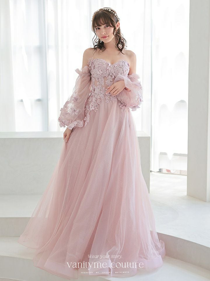 vanityME.couture.バースデードレス 2WAY ふわふわ パフ袖オフショルインポート シンデレラ ロングドレス