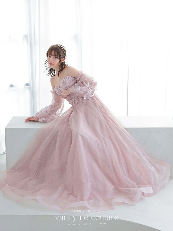 vanityME.couture.バースデードレス 2WAY ふわふわ パフ袖オフショルインポート シンデレラ ロングドレス