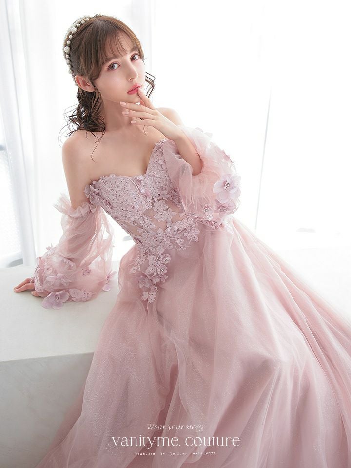 vanityME.couture.バースデードレス 2WAY ふわふわ パフ袖オフショルインポート シンデレラ ロングドレス