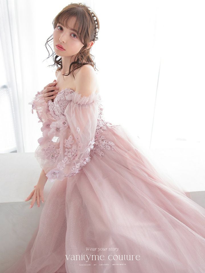 vanityME.couture.バースデードレス 2WAY ふわふわ パフ袖オフショルインポート シンデレラ ロングドレス