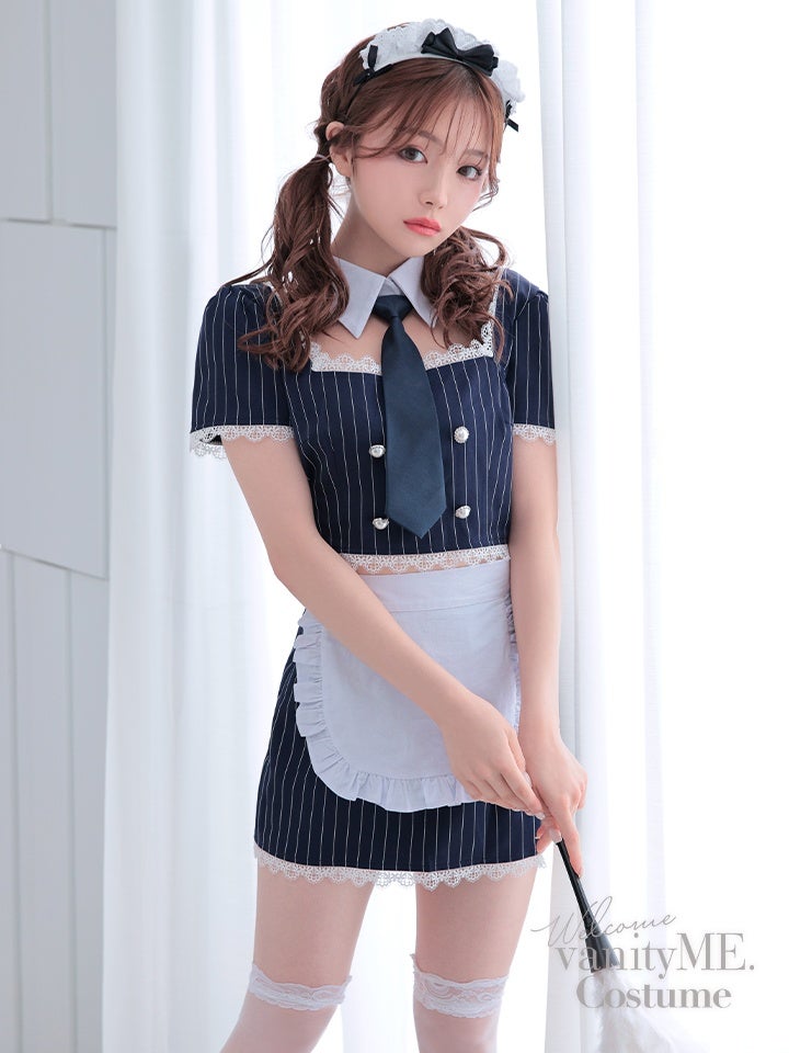 STRIPE Maid ストライプメイド [ネイビー] コスプレ コスチューム