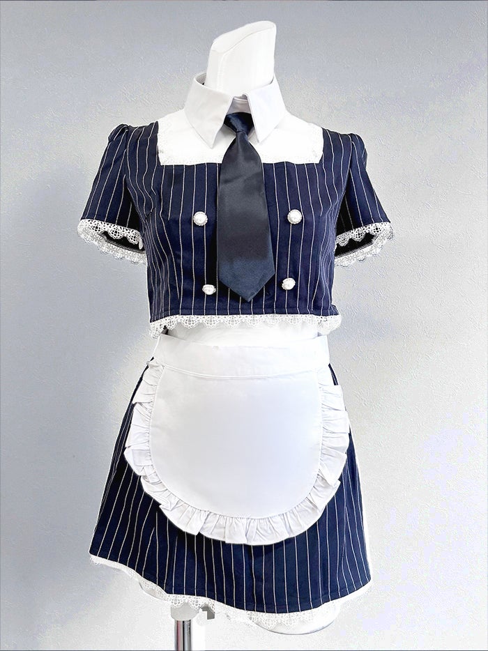 STRIPE Maid ストライプメイド [ネイビー] コスプレ コスチューム