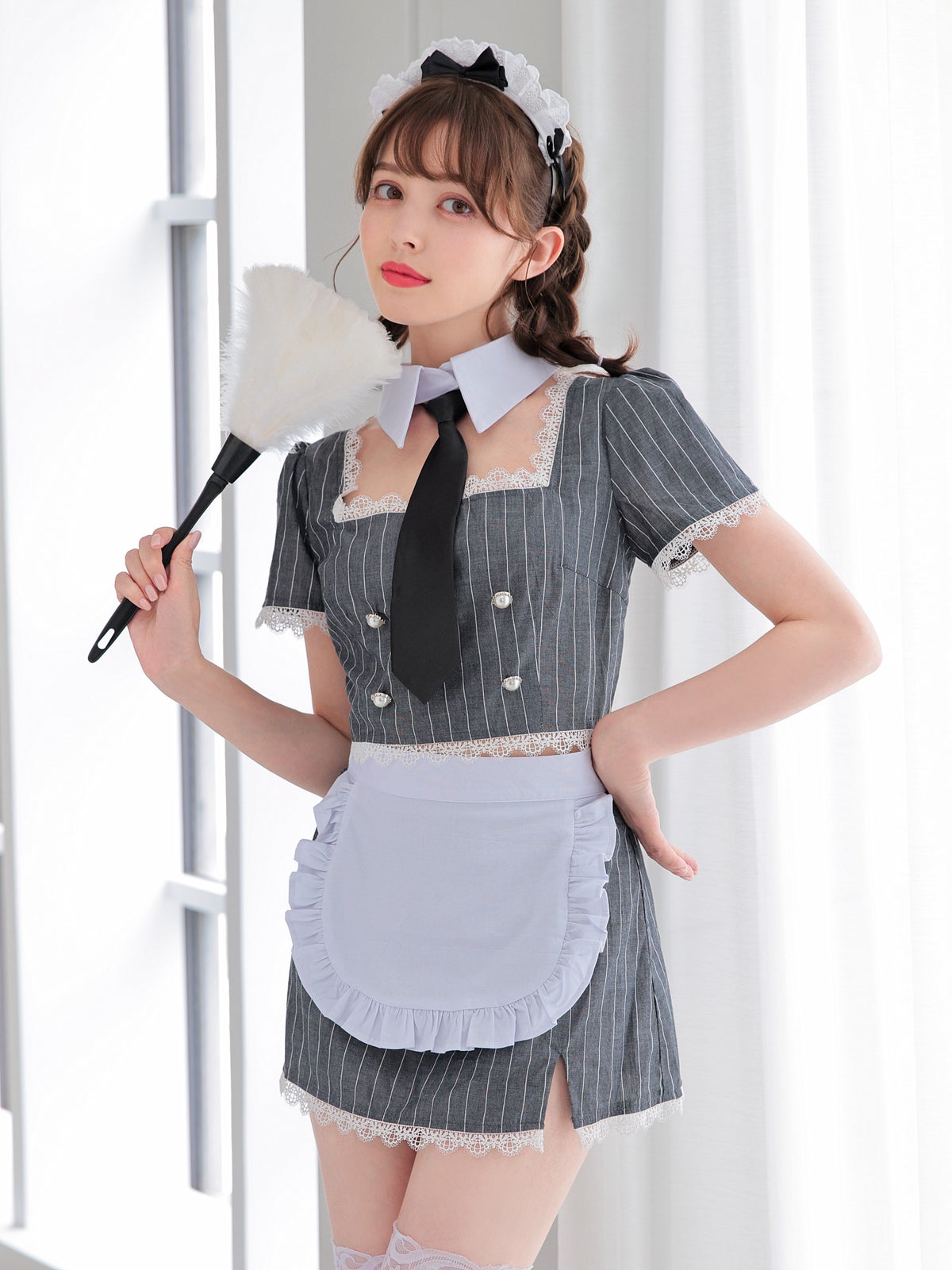 STRIPE Maid ストライプメイド [グレー] コスプレ コスチューム