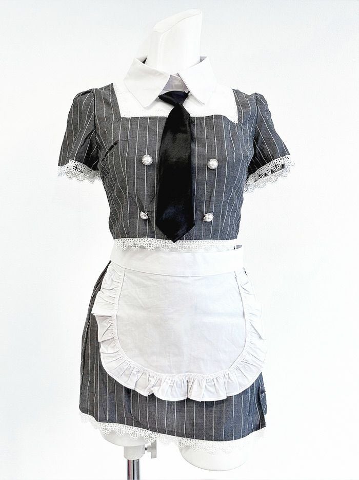 6点セット】STRIPE Maid ストライプメイド [グレー] vcsot-220563-2-wh