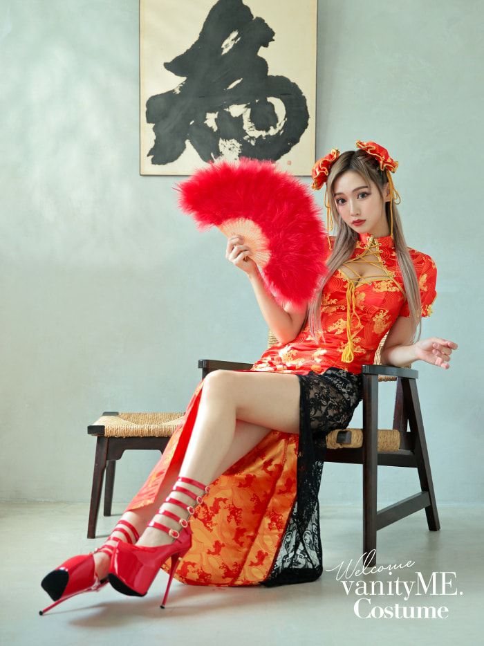 2点セット】紅花 ホンファ チャイナ ロングドレス [赤] vcsot-23945-2