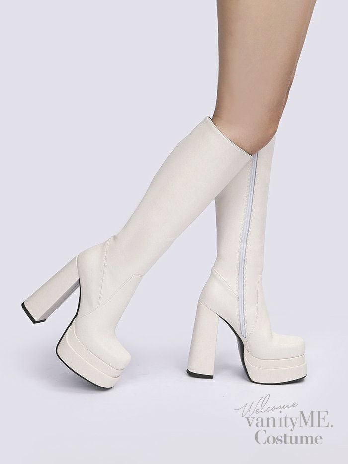 チャンキーヒール 厚底ブーツ 