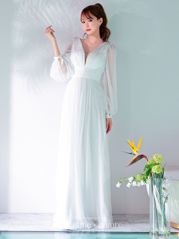 vanityME.couture. バースデードレスホワイトレースエレガントワンピース ロングドレス