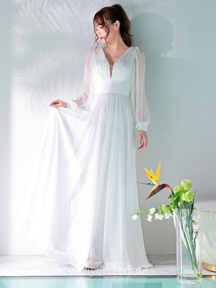 vanityME.couture. バースデードレスホワイトレースエレガントワンピース ロングドレス