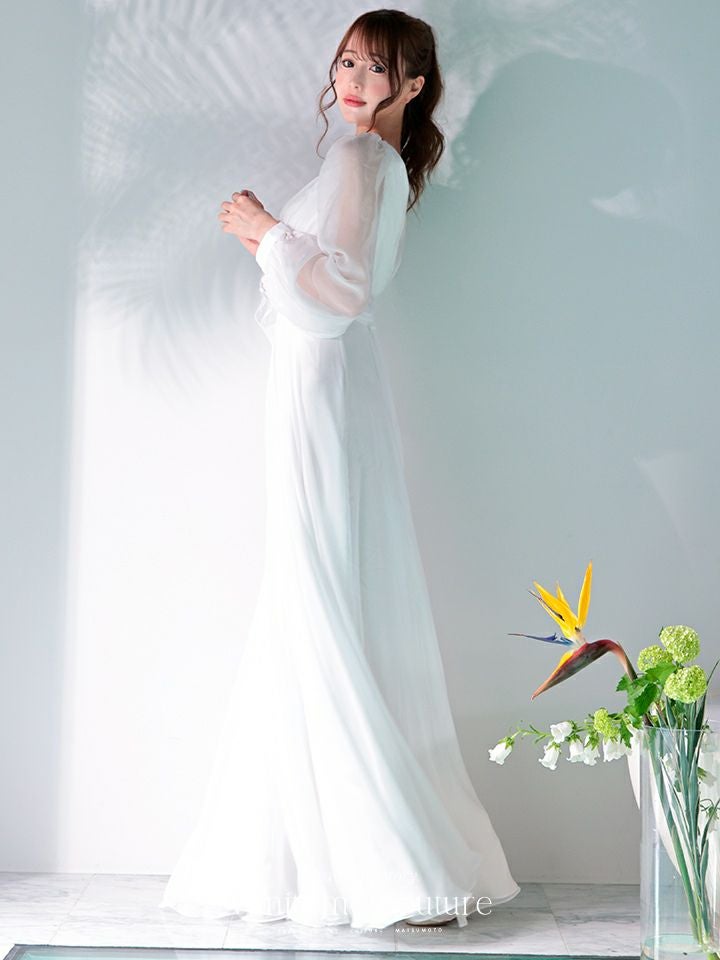 vanityME.couture. バースデードレスホワイトレースエレガントワンピース ロングドレス