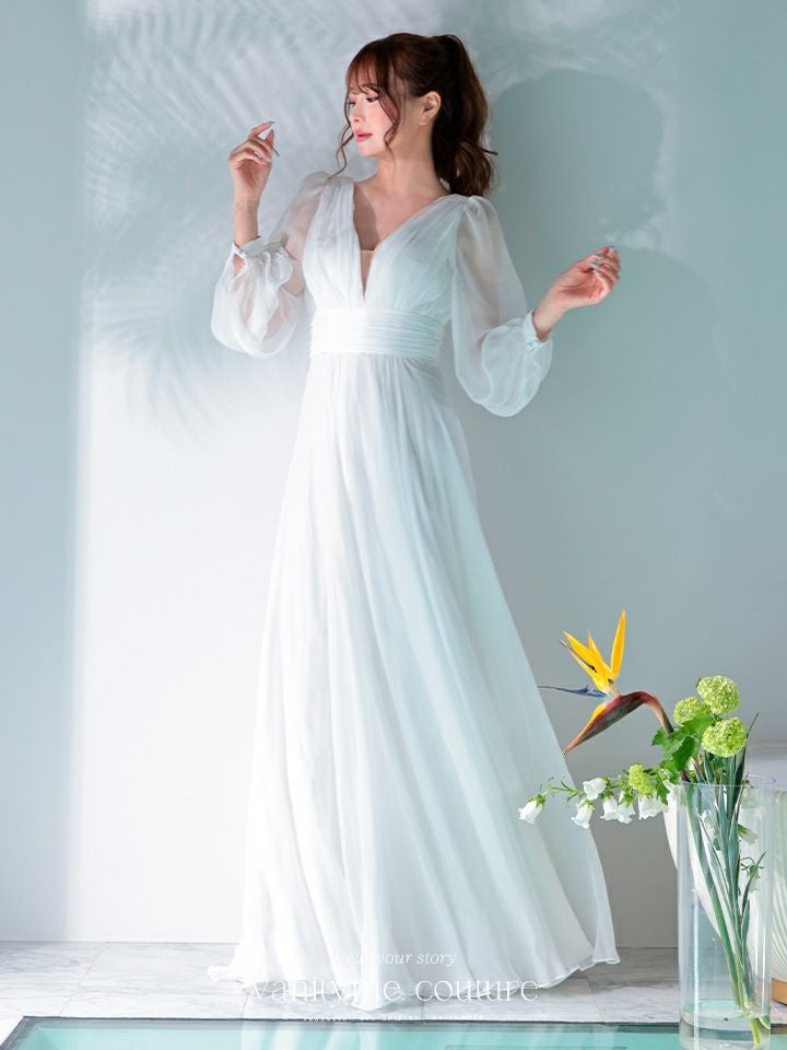 vanityME.couture. バースデードレスホワイトレースエレガントワンピース ロングドレス