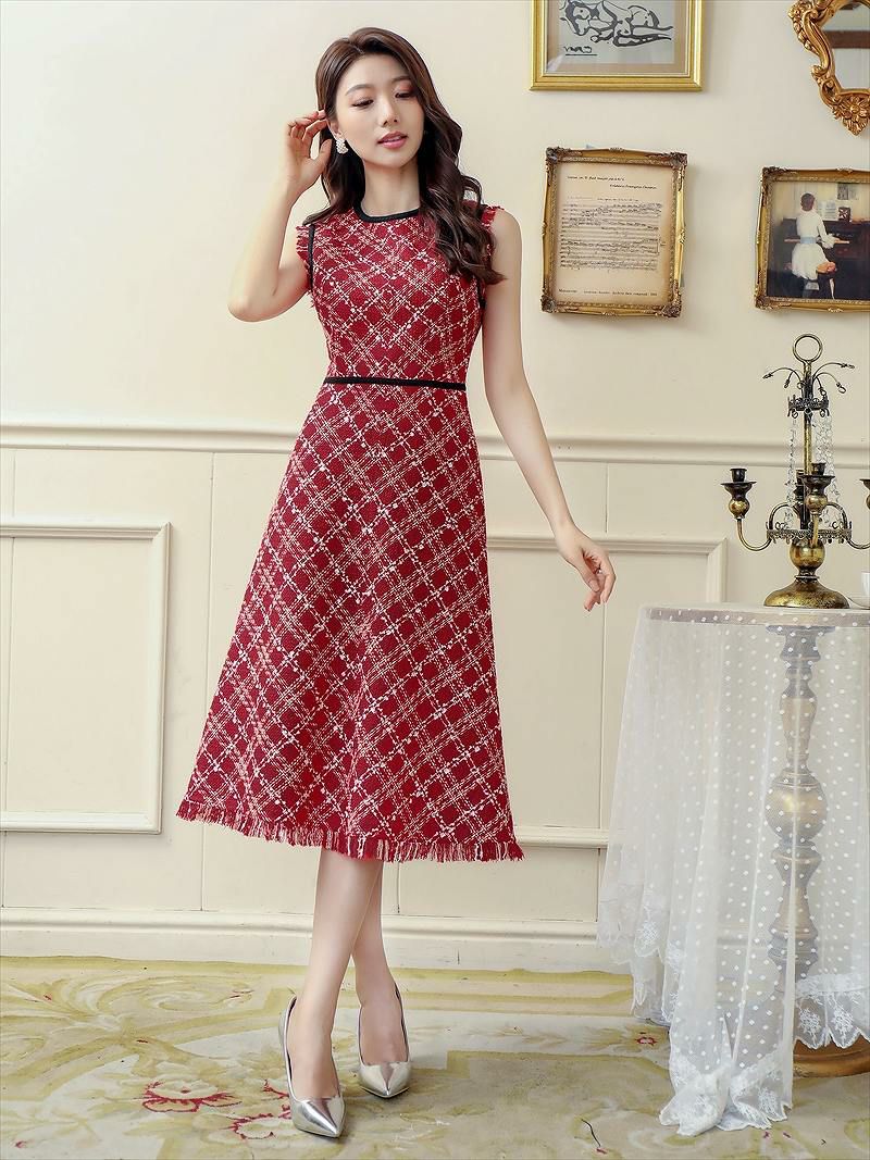 ERUKEI エルケイ GINZA COUTURE レッド・ツイード・フリンジ