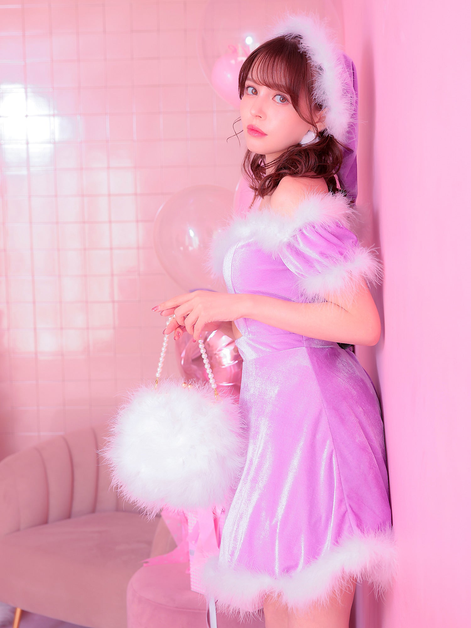 vanityME.オリジナルオフショルダーフェザーサンタ コスプレ サンタコスチューム