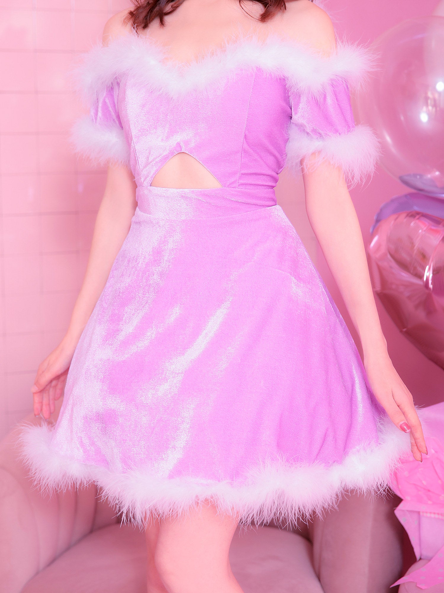 vanityME.オリジナルオフショルダーフェザーサンタ コスプレ サンタコスチューム
