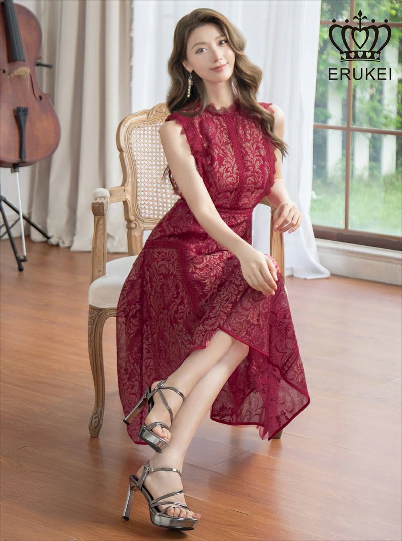 ERUKEI エルケイ ワインレッド 総レース・プチハイネック