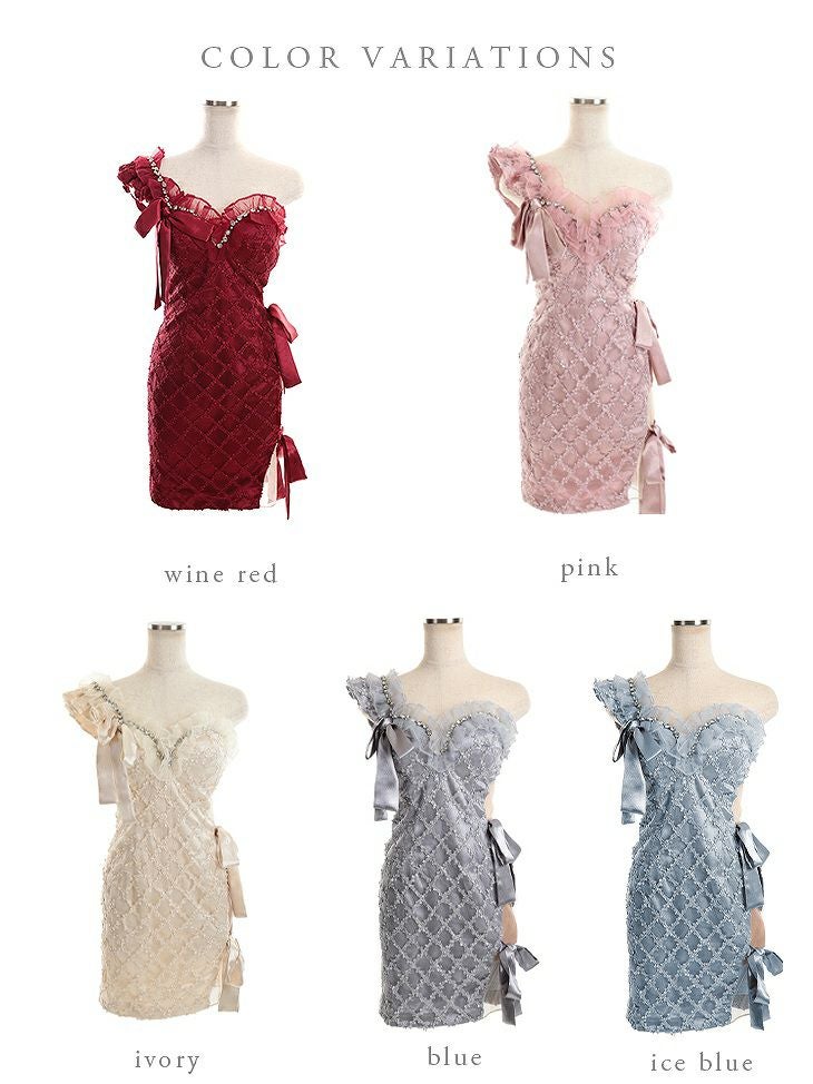 ROBE de FLEURS ローブドフルール ジュエリー×リボンタイトミニドレス fm2160