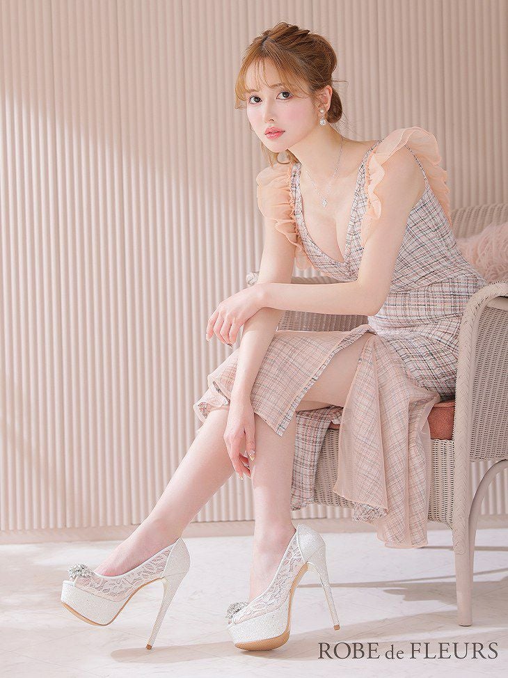 ROBE de FLEURS ローブドフルール ブラック 総レース×グリッター