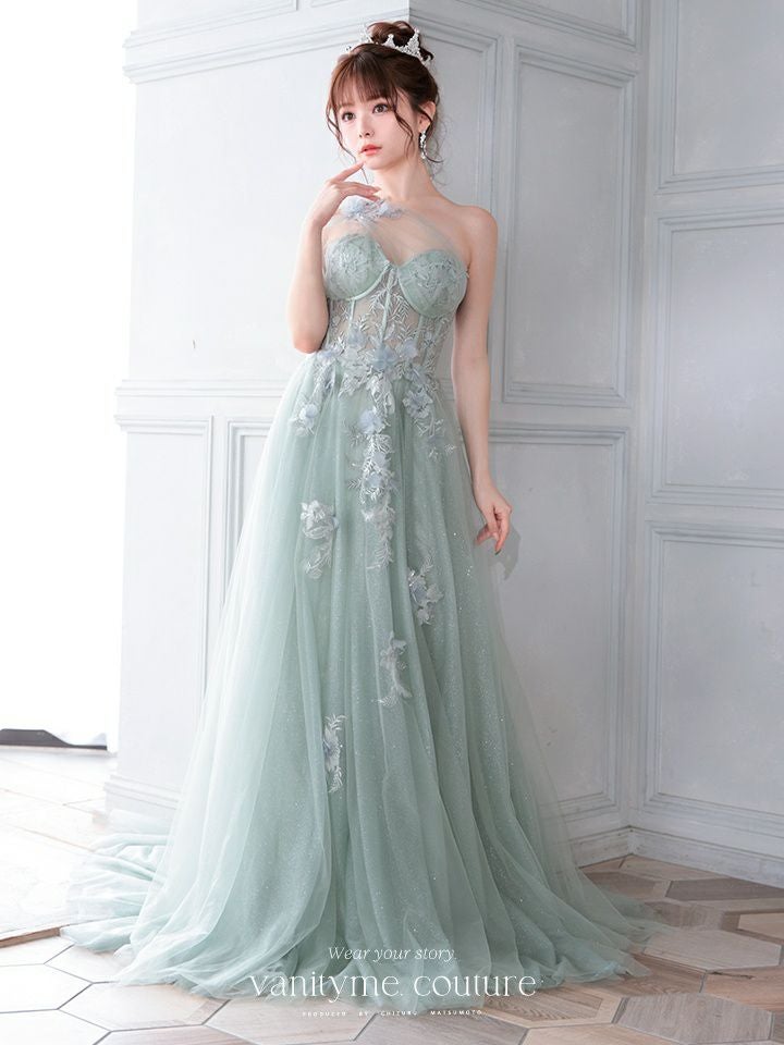 vanityME.couture. ワンショルダー フラワーモチーフ インポート プリンセス 姫 ロングドレス バースデードレス