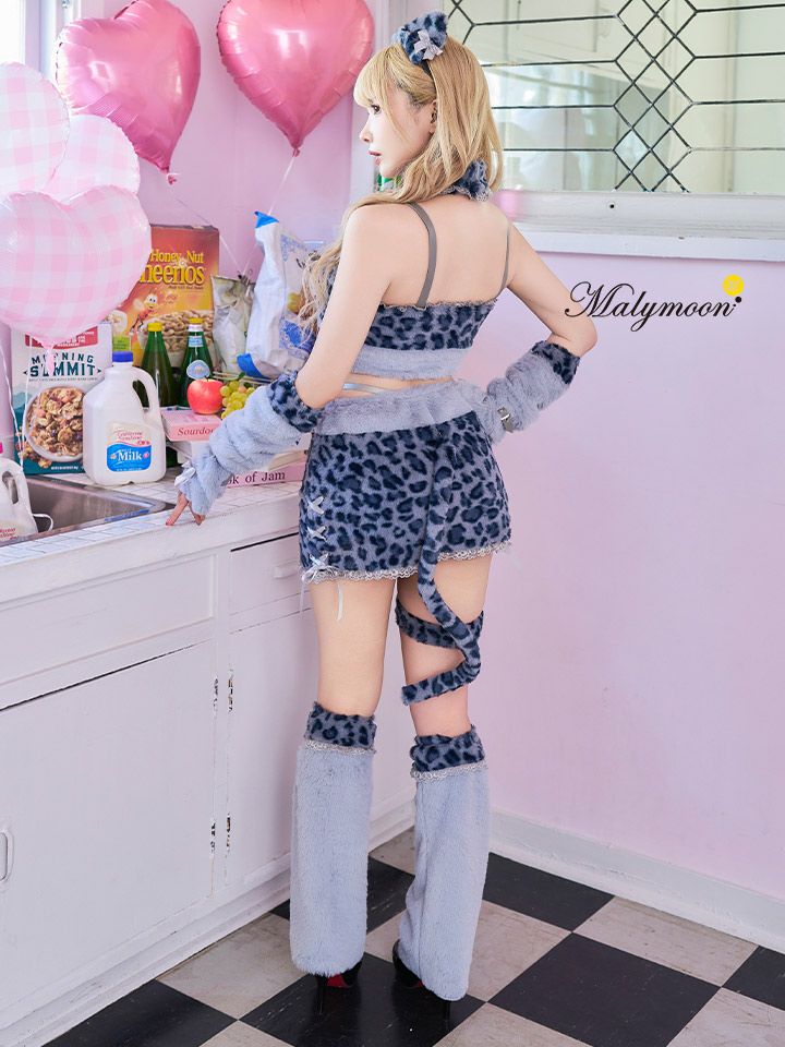 【8点セット】Malymoon マリーンムーン ふわもこレオパード [ピンク/ブラウン/グレー] ml9683