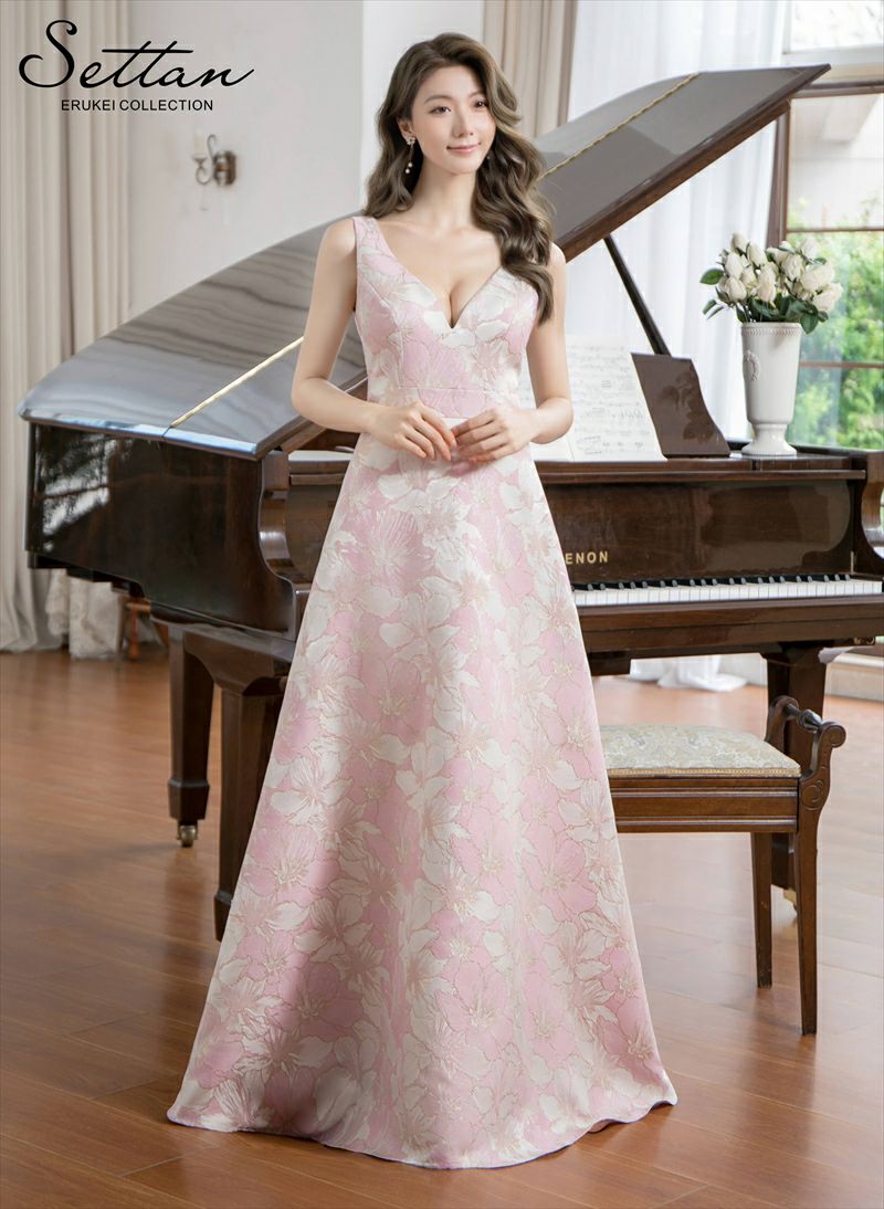 ERUKEI エルケイ パープル シフォン・花柄・フラワープリント・Aライン